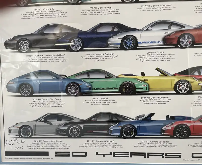 '50 Years of 911' Celebration Framed Poster Signed by Artist-Sold