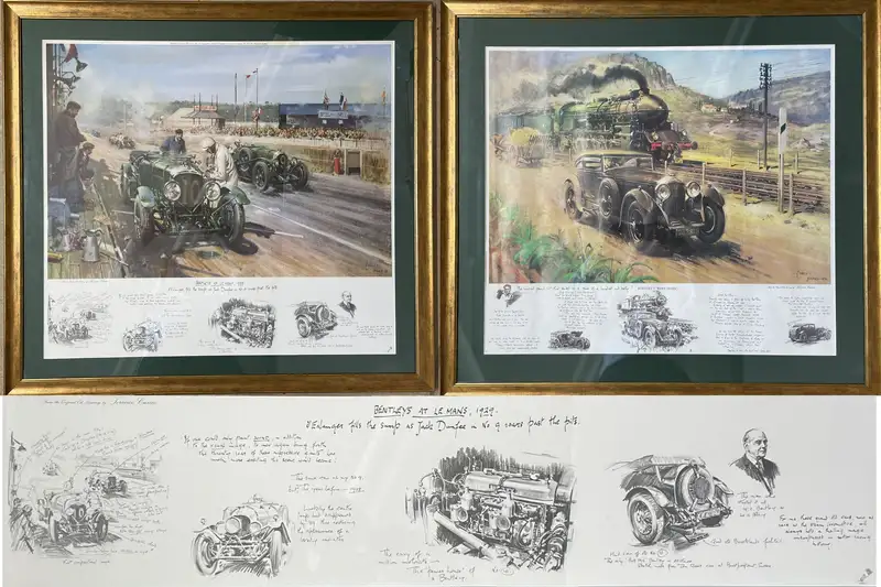 A Brace of Rare Terence Cuneo Bentley Prints-For Sale
