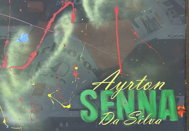 A Pair of Ayrton Senna Original 'Graffiti' Paintings on Canv-For Sale
