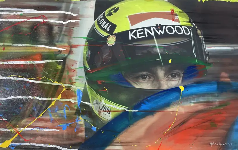 A Pair of Ayrton Senna Original 'Graffiti' Paintings on Canv-For Sale