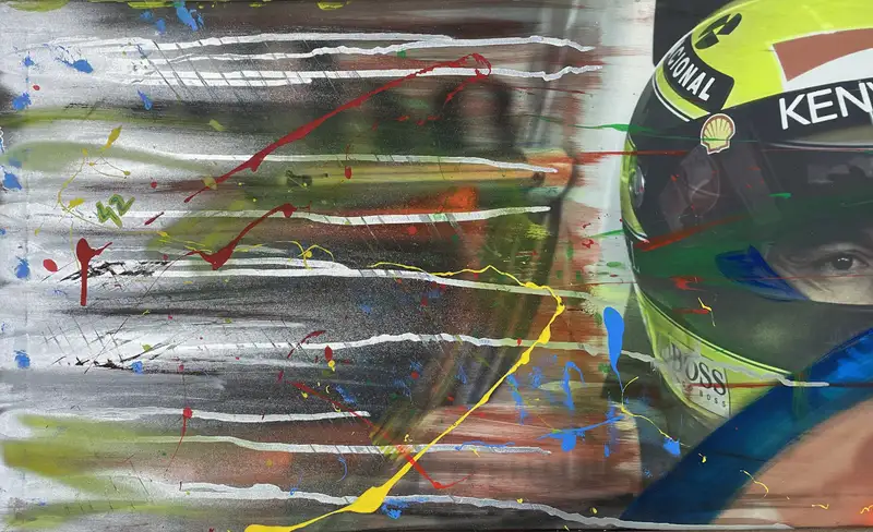 A Pair of Ayrton Senna Original 'Graffiti' Paintings on Canv-For Sale