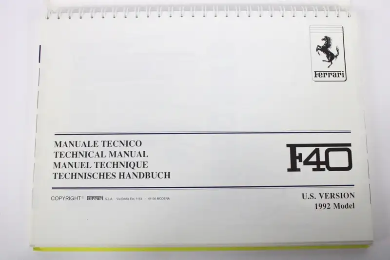 1987-92 Ferrari F40 Complete Manual Handbook Pouch Set-For Sale