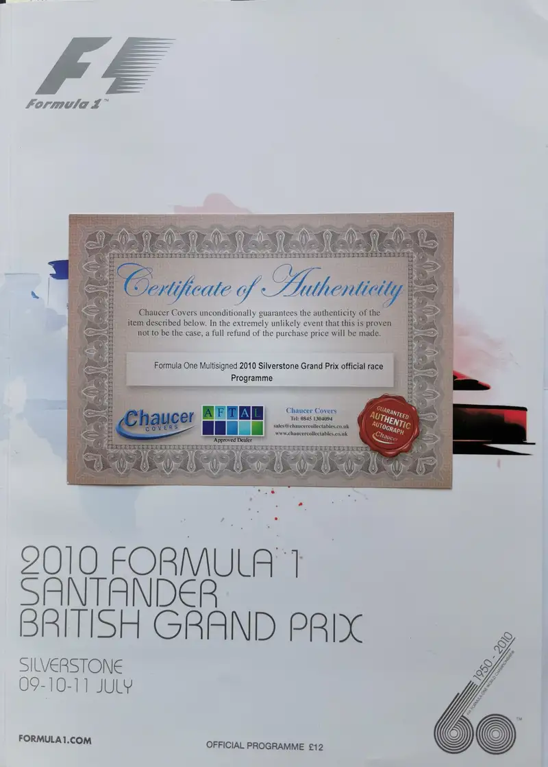 Multi-Signed 2010 Formula 1 British Grand Prix Official Prog-Sold