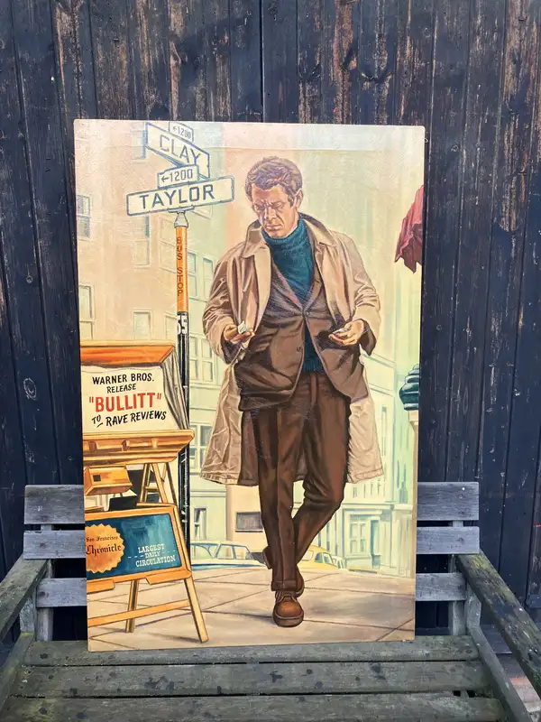 Acrylic on Canvas Steve McQueen Image from the Film Bullitt-For Sale