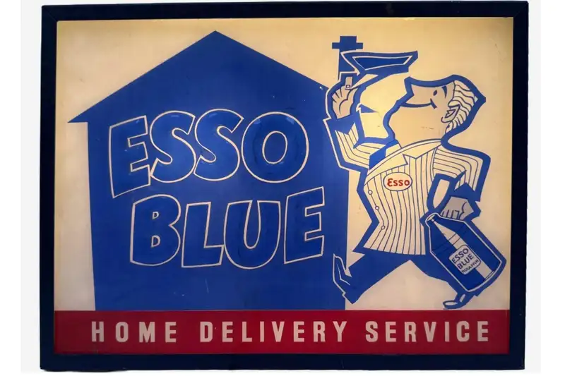 A Rare Vintage Illimunated Sign for Esso Blue Home Delivery-Sold