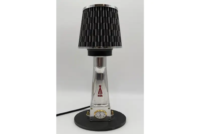 A Unique Desk Clock and Lamp Enginereed from a BSA Pushrod C-For Sale