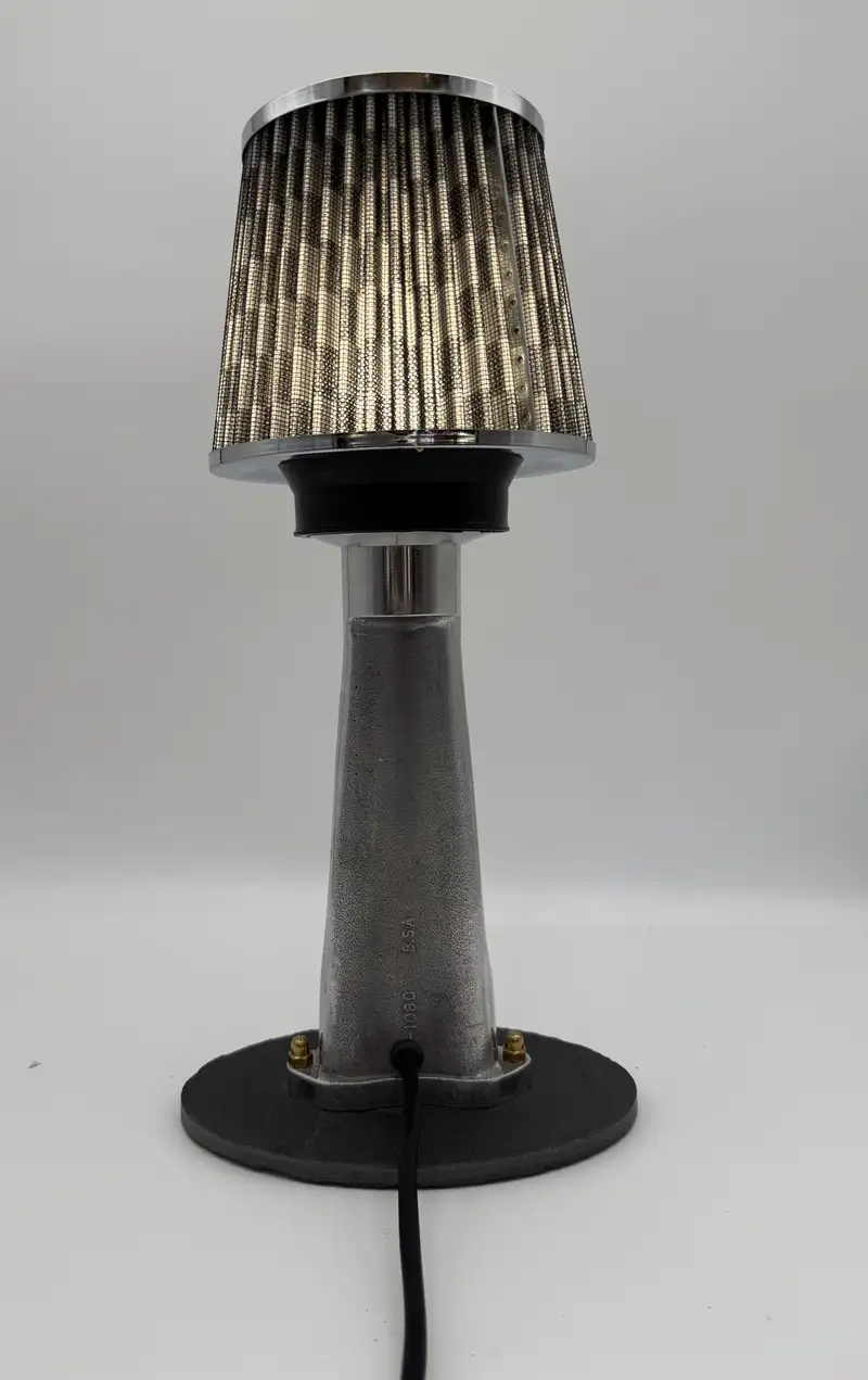 A Unique Desk Clock and Lamp Enginereed from a BSA Pushrod C-For Sale