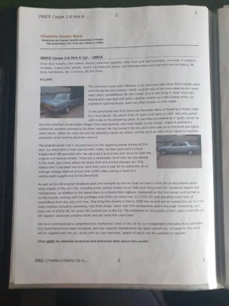 1982 Mercedes-Benz 280CE Coupé (C123)-For Sale