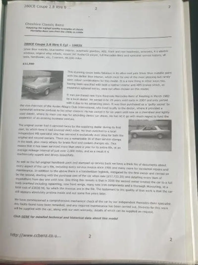 1982 Mercedes-Benz 280CE Coupé (C123)-For Sale
