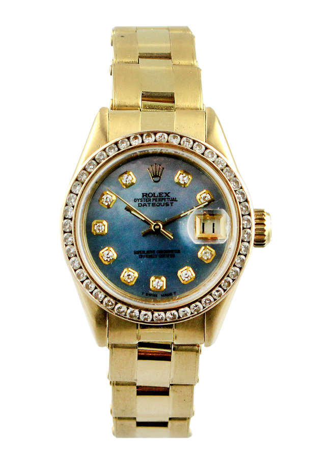 Rolex Datejust Ladies 18ct Gold Diamond After Set-Auction Lot