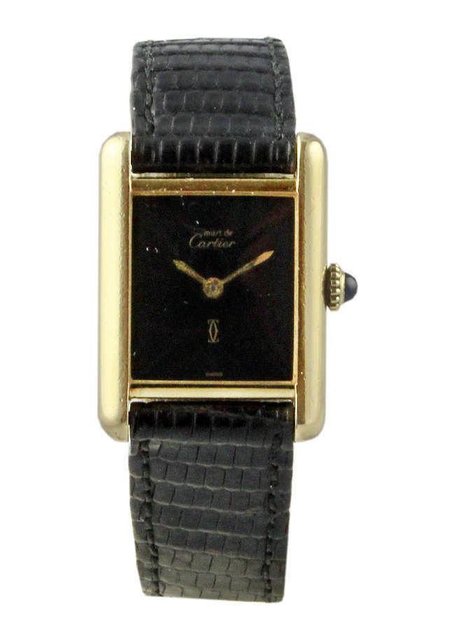c.1996 Cartier Tank silver guilt -Sold