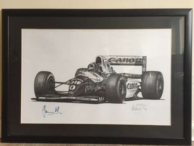 Damon Hill OBE Williams FW15C signed print.-Sold