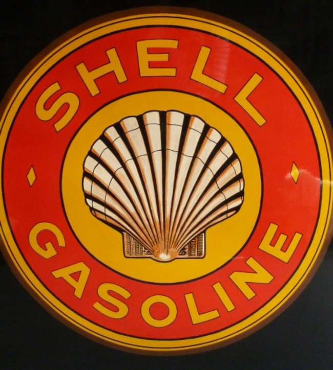 Shell Gasoline lacquered wall sign.-Sold