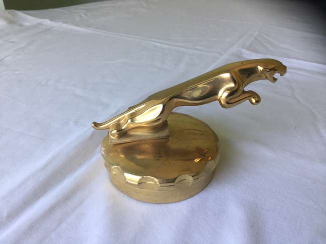 Leaping Jaguar gold-plated bonnet mascot.-Sold