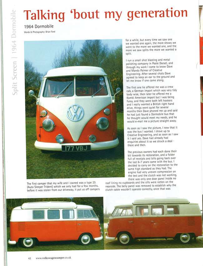 1964 VW Split Screen Dormobile Campervan-Sold