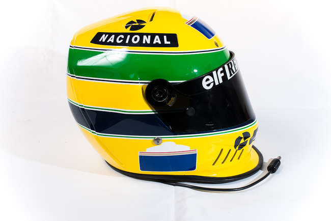 Verified Ayrton Senna Williams test session used Bell crash -Auction Lot