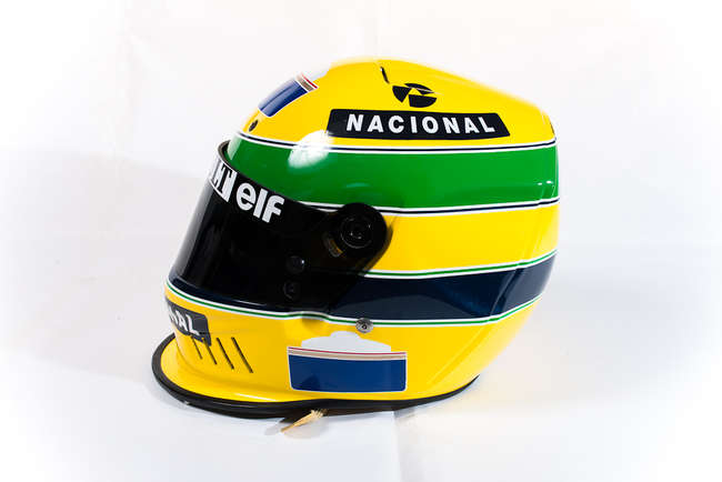 Verified Ayrton Senna Williams test session used Bell crash -Auction Lot