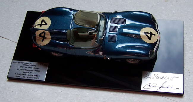 Signed 1956 Le Mans winning D-Type Jaguar model-Sold