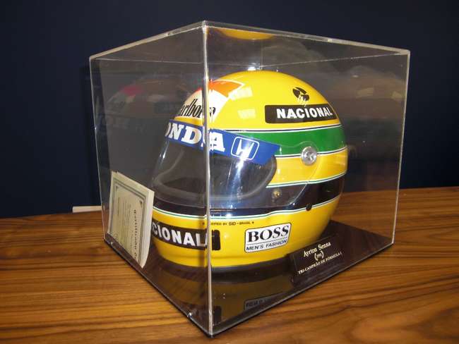 Ayrton Senna replica helmet painted by Sid Mosca, with Certi-Auction Lot