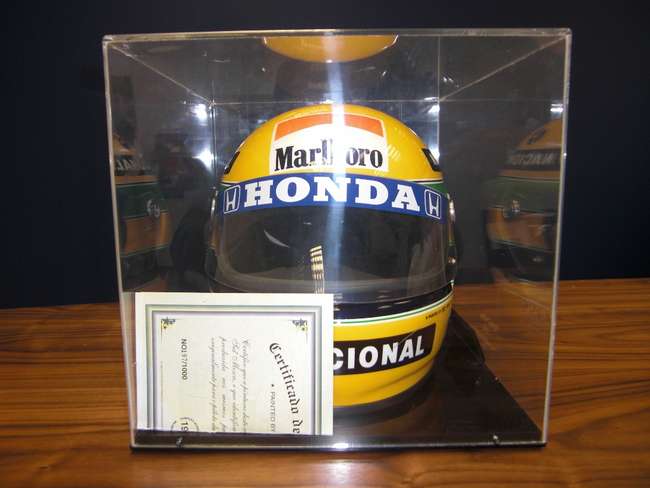 Ayrton Senna replica helmet painted by Sid Mosca, with Certi-Auction Lot