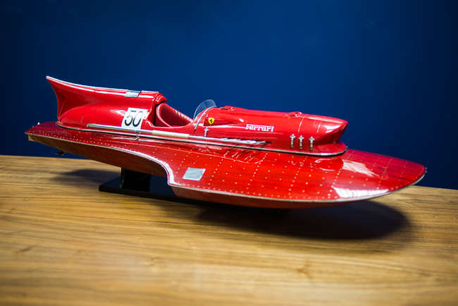 1954 Ferrari Hydroplane, Nando Dellâ€™Orto model boat, 36â€-Sold