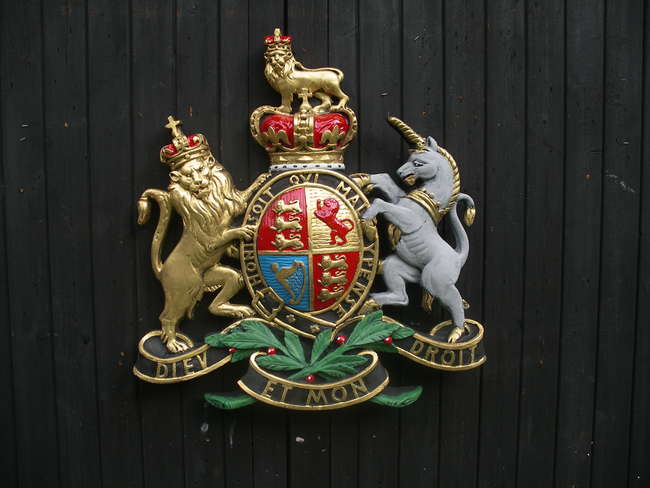Hand painted fibreglass Royal Endorsement Coat of Arms-Sold