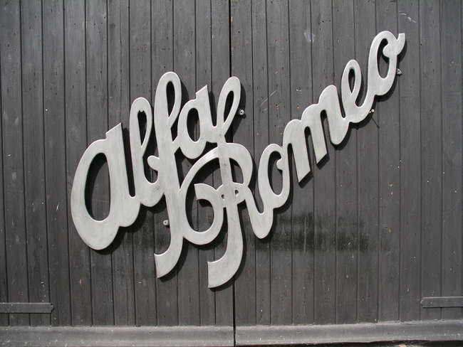 Cold cast aluminium 'Alfa Romeo' script-Auction Lot