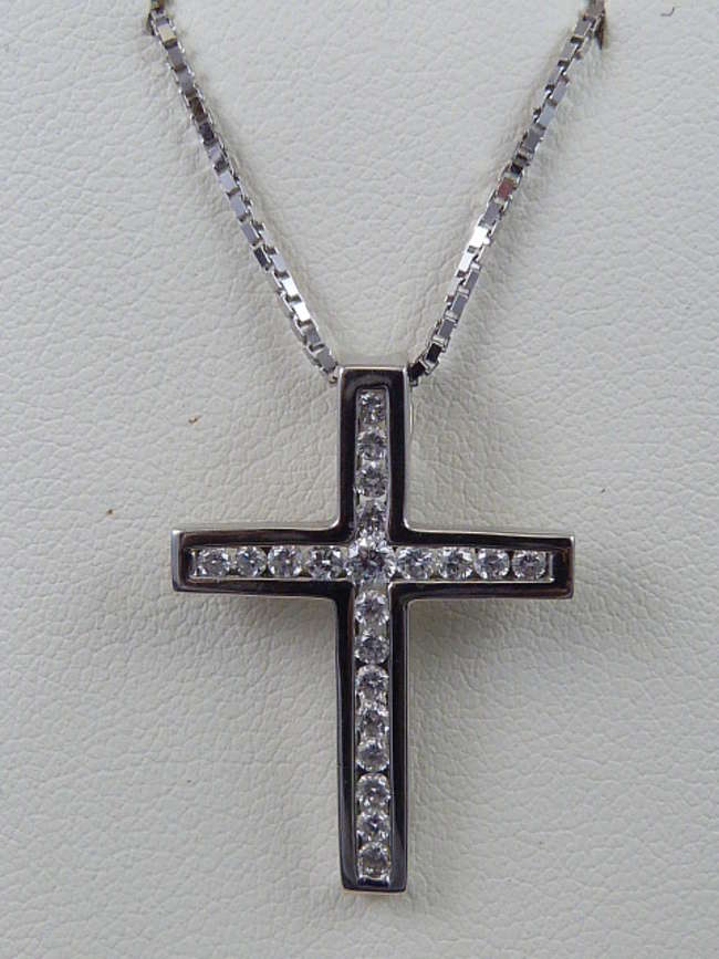 18ct Gold Diamond Cross Pendant (New)-Auction Lot