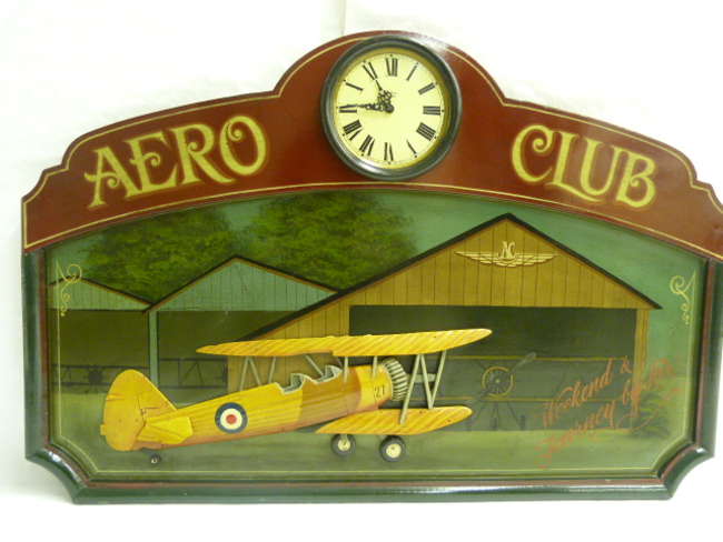 Vintage Aero Club Wooden Clock Sign-Sold