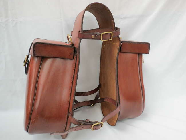 A good pair of tan leather 'Saddle Bags'-Sold
