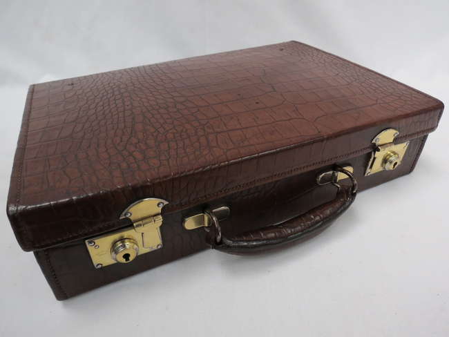 A small Leather Crocodile print Attache Case-Auction Lot