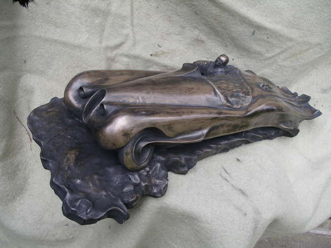 Art Deco style XK120 Jaguar sculpture-Sold
