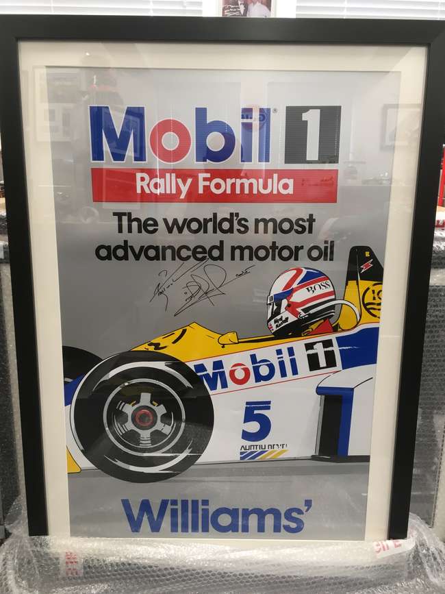 Nigel Mansell CBE signed 'Mobil 1' poster -Sold