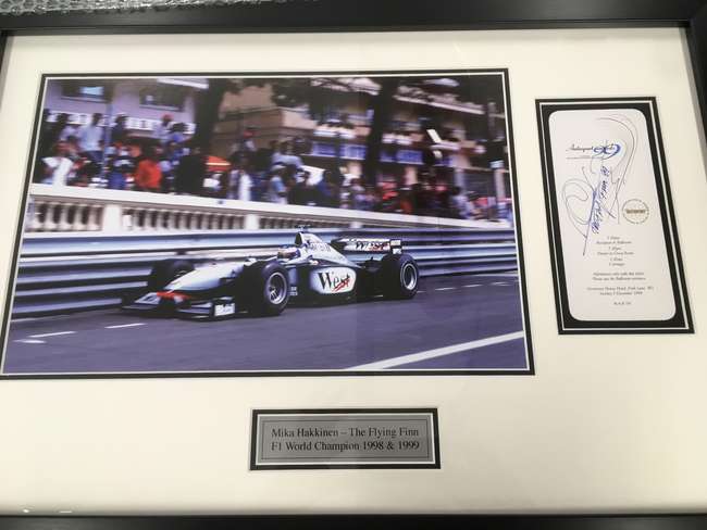 Mika Hakkinen signed framed pass -Sold