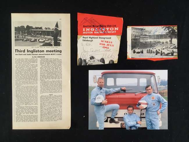 Jim Clark OBE and Sir Jackie Stewart memorabilia.-Sold