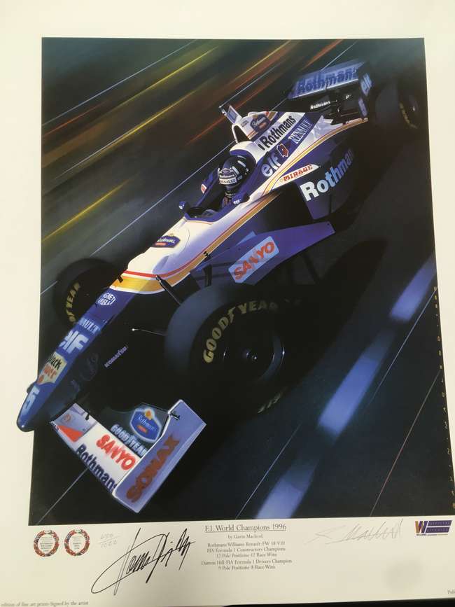 Damon Hill OBE signed Williams FW16 print. -Sold