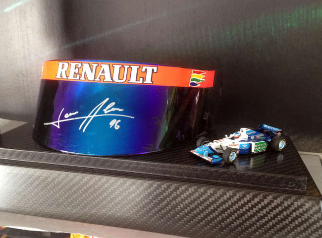 RACE USED VISOR, SIGNED JEAN ALESI-Auction Lot