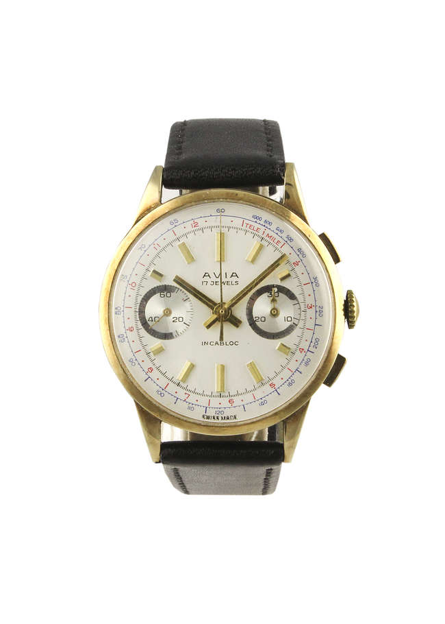  Avia c.1950S Chronograph 9ct Gold-Sold