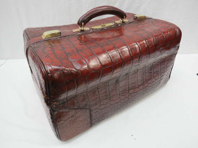 A Large and Rare Crocodile Skin Gladstone Bag-Sold