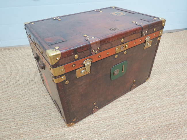 A large Army and Navy leather travel trunk-Sold