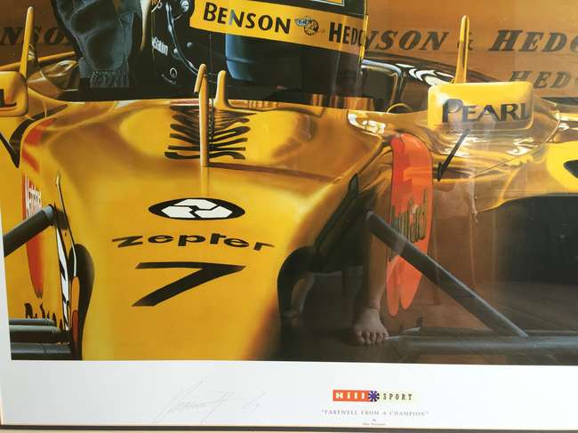Damon Hill OBE,World Champion, signed print.-Sold