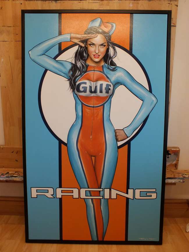 Gulf Racing Girl Painting-Sold