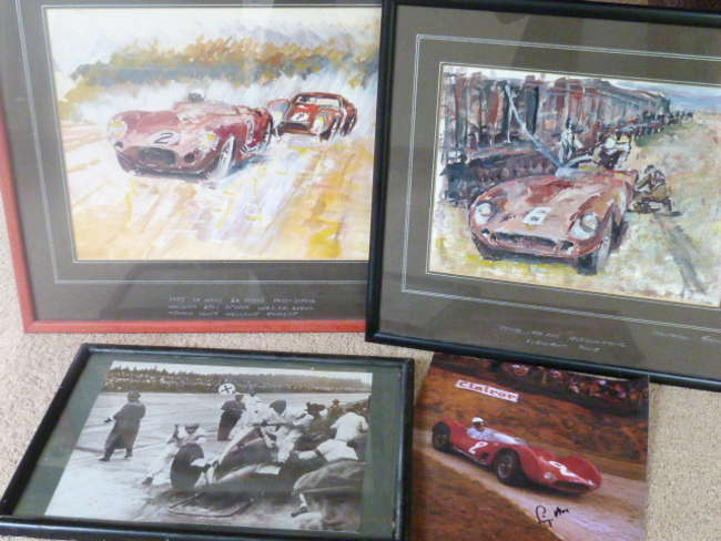 A selection of Motor Racing Paintings and Photos.-Sold
