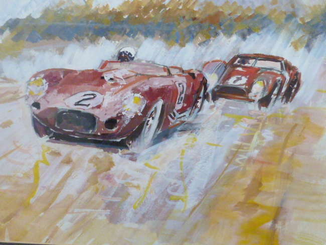 A selection of Motor Racing Paintings and Photos.-Sold