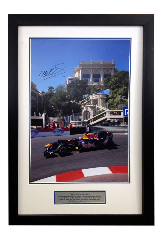 Mark Webber at Monaco, signed Webber-Sold