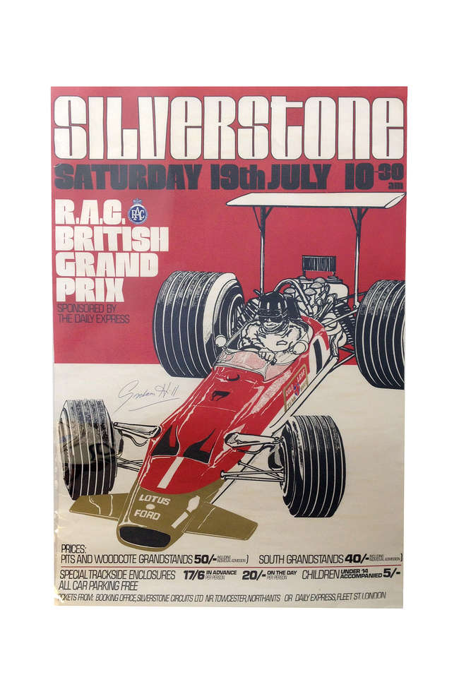Graham Hill signed 1969 British Grand Prix Poster-Sold