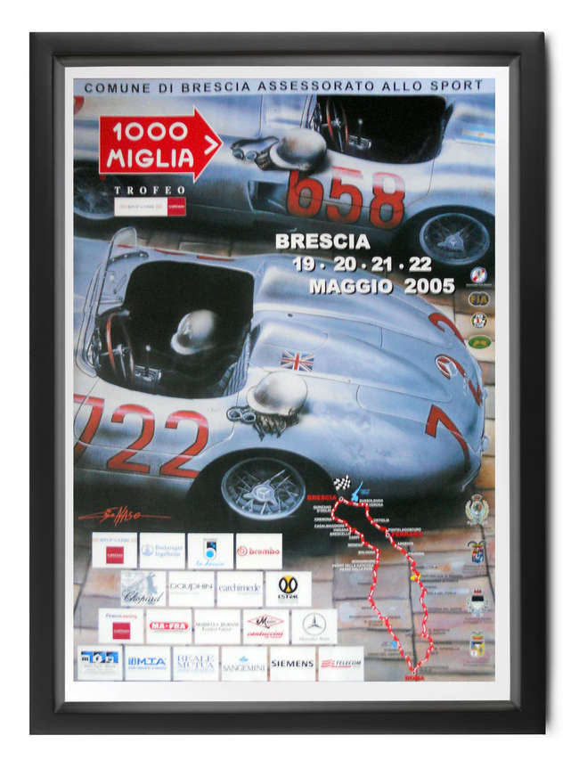Mille Miglia 2005 poster, signed Sir Stirling Moss-Sold