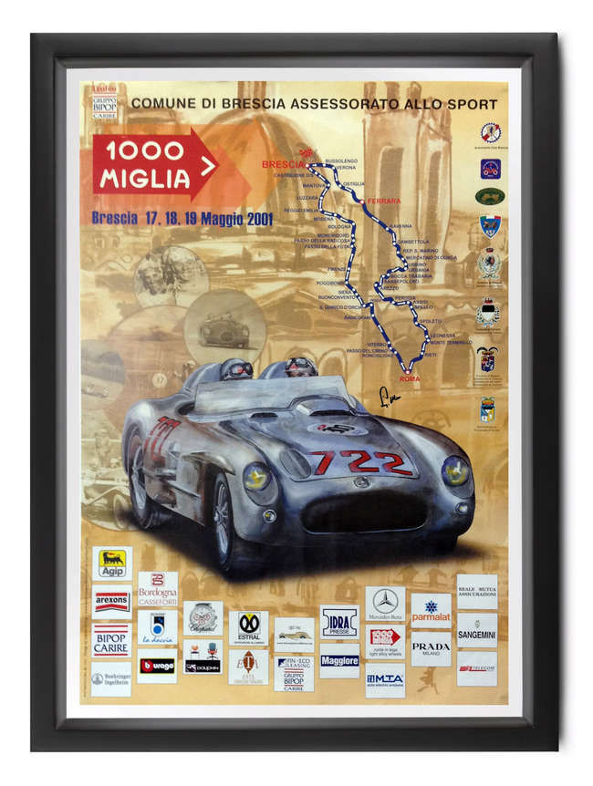 Original Mille Miglia poster for 2004, signed Sir Stirling M-Auction Lot