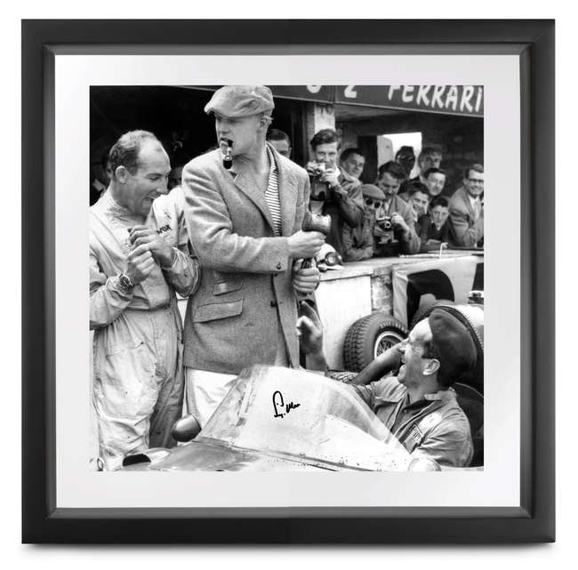 â€˜The Jokeâ€™ Mike Hawthorn, signed Sir Stirling Moss-Sold