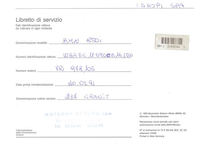 1991 BMW 850i-Sold